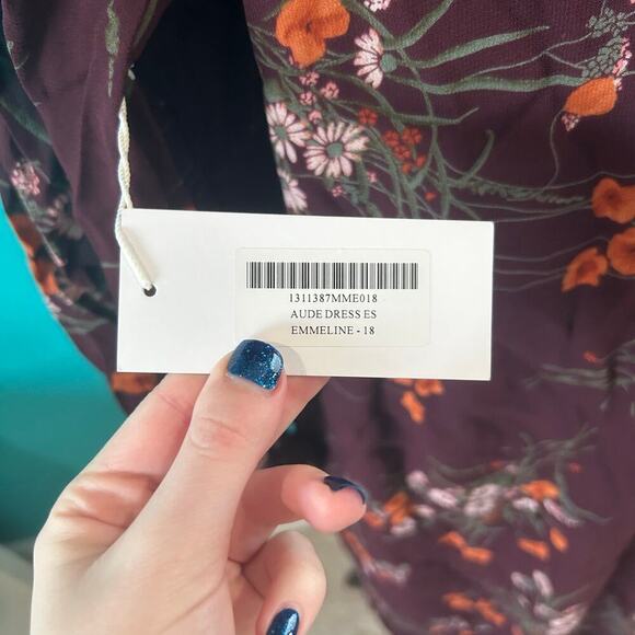 NWT Reformation Aude Dress Emmeline Mock Neck Long Sleeve Slit Plus Size 18 - Picture 6 of 7